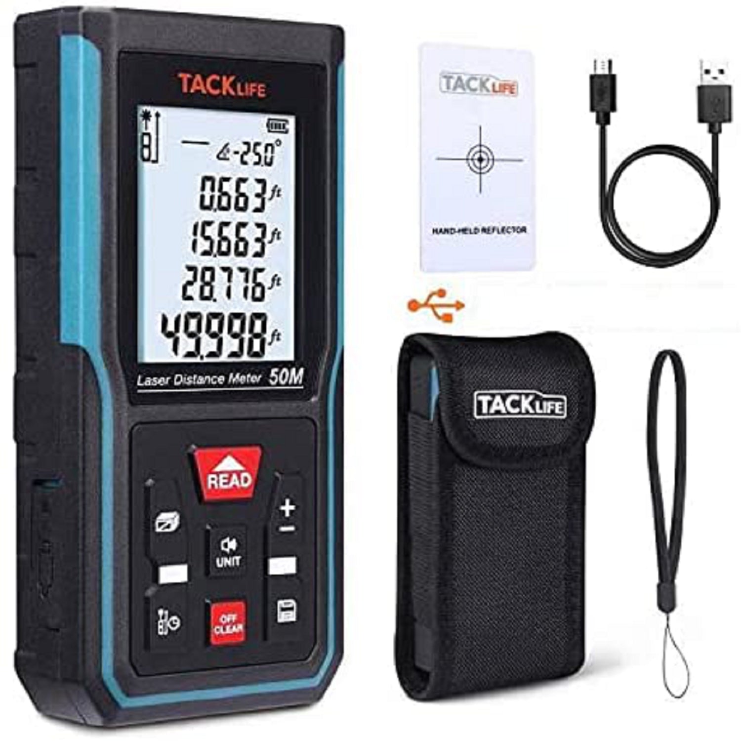 TACKLIFE S5-50, 50m Laser-Entfernungsmesser, USB-Aufladung