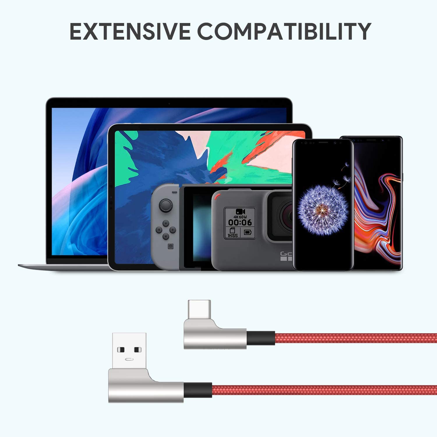 AUKEY USB-C zu USB-A Kabel, Schnell-Ladekabel, 1m (2er Pack)