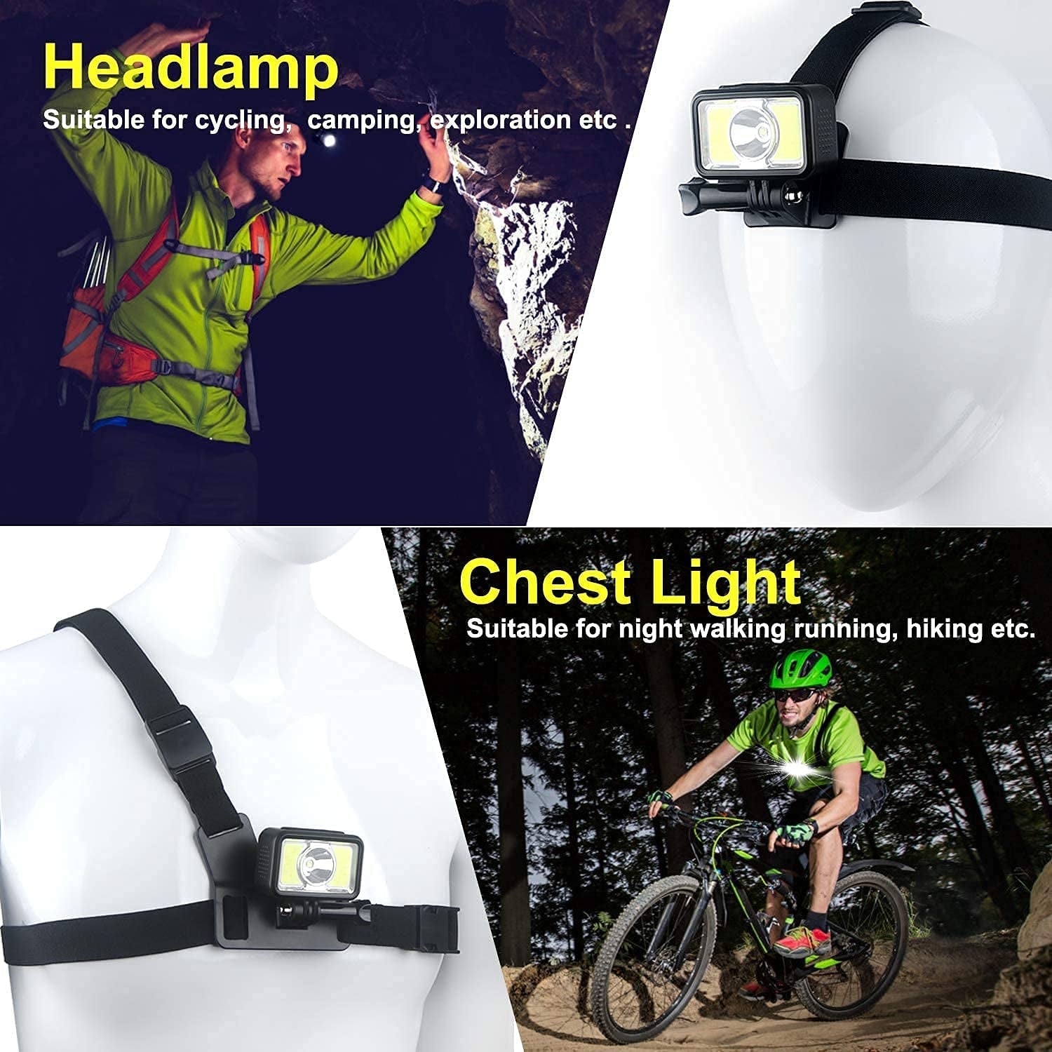 Wasserdichte Wiederaufladbare LED-Stirnlampe für Wanderungen