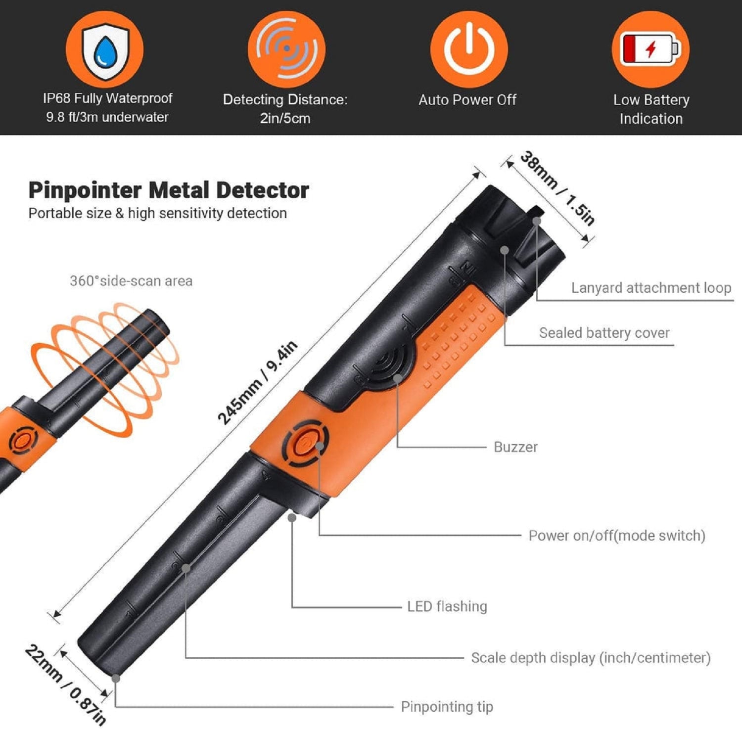 TACKLIFE Pinpointer Metalldetektor, MPP01