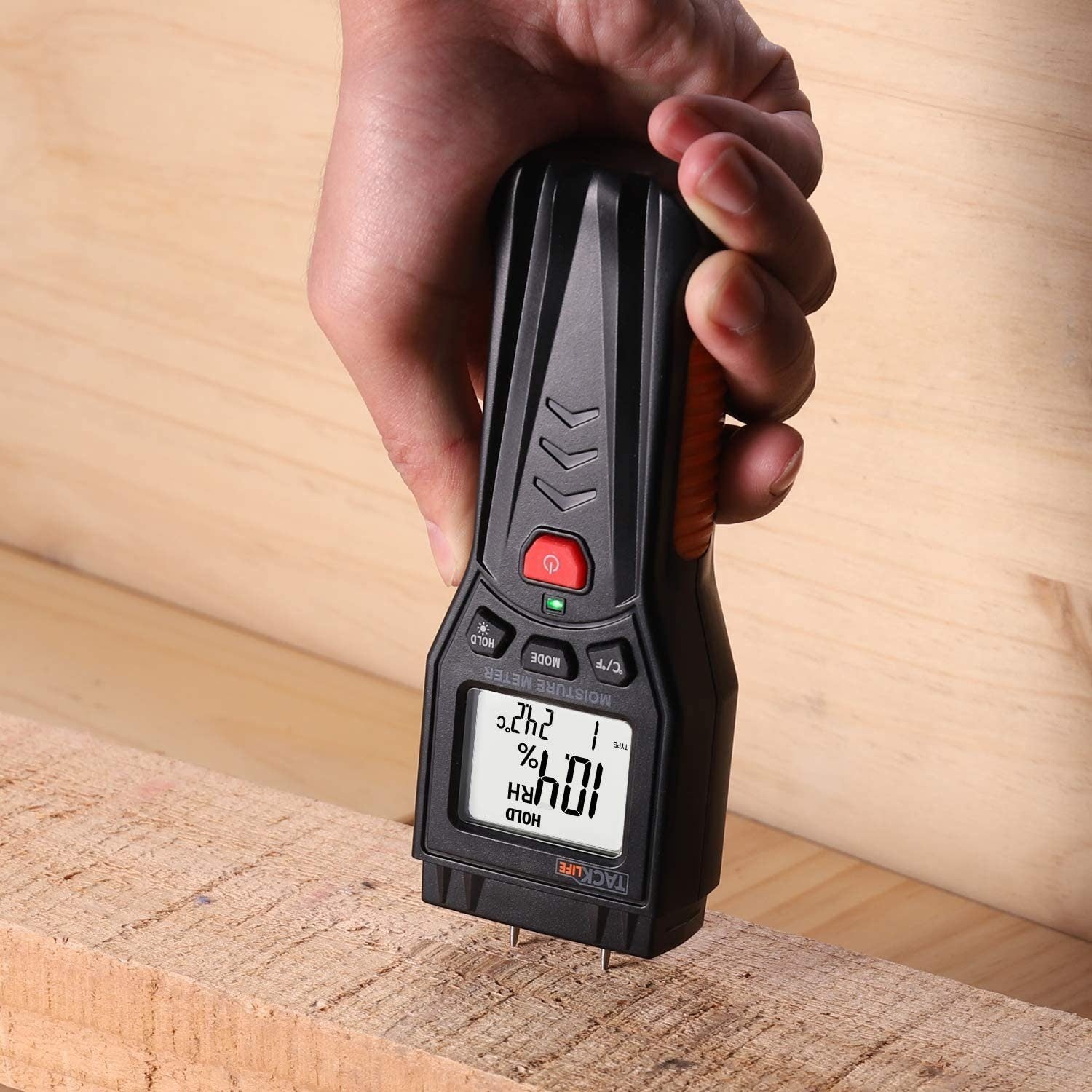 Tacklife Digitales Feuchtigkeitsmessgerät MWM03 -- Zuverlässige Holzqualitätsbeurteiler & Gebäudeumweltmonitore 3-in-1 Pin-Typ Präzise Feuchtemessung